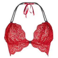 Bracli Soutien-gorge En Dentelle Avec Collier De Perles - Bego's Rouge