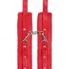 Menottes En Cuir Et Fourrure - Rouges
