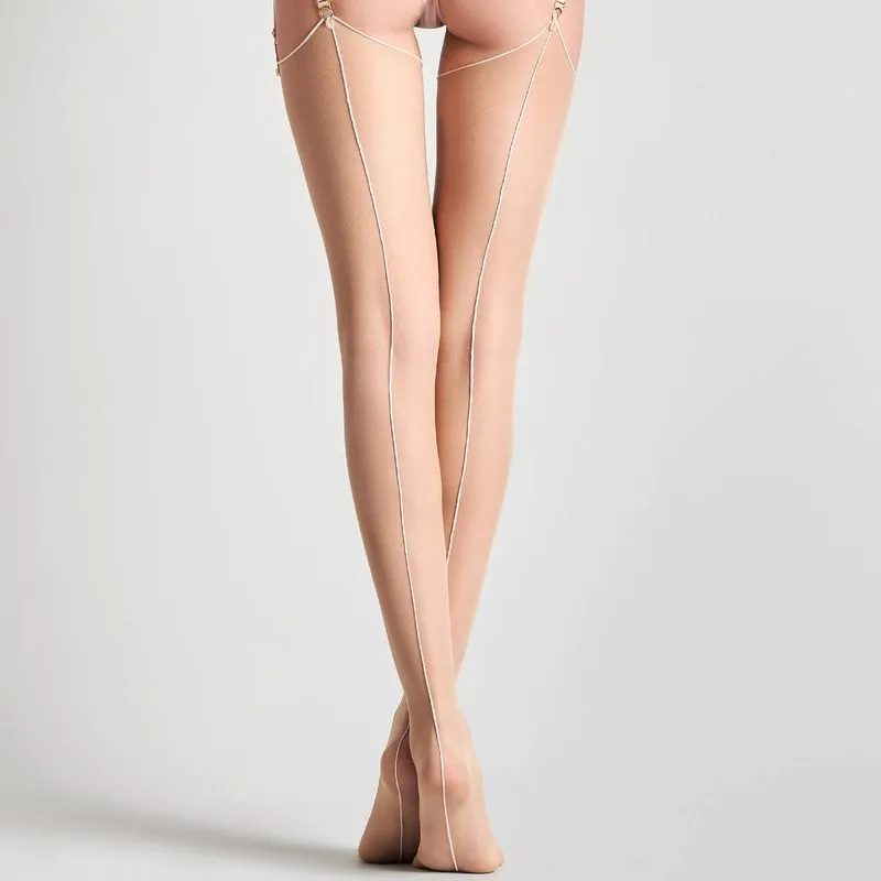 Maison Close Bas Couture Coupé-roulé 20 Deniers - Chair/Rose 3 Maison Close Bas Couture Coupé-roulé 20 Deniers - Chair/Rose