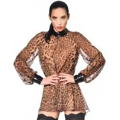 Patrice Catanzaro Blouse En Résille Et Vinyle - Léopard