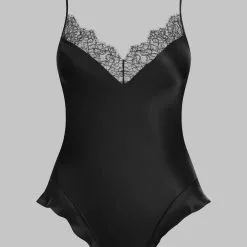 Maison Close Body String En Soie Et Dentelle - Rendez-vous Noir -Lingerie Soldes Boutique body string rendez vous noir 5