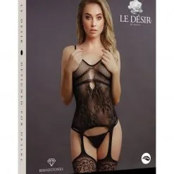 Le Désir Bodystocking Effet Porte-jarretelles En Résille Avec Strass - Anna