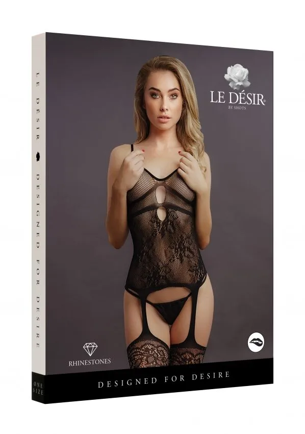 Le Désir Bodystocking Effet Porte-jarretelles En Résille Avec Strass - Anna 3 Le Désir Bodystocking Effet Porte-jarretelles En Résille Avec Strass - Anna