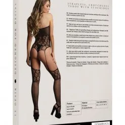Le Désir Bodystocking Bustier Avec Motifs Graphiques - Stephanie -Lingerie Soldes Boutique bodystocking sans bretelles graphique 3