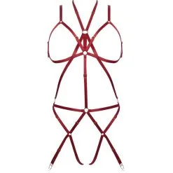 E.L.F. Zhou London Playsuit Bondage En Lanières Satinées - Rouge