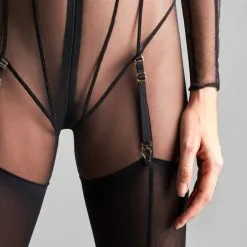 Maison Close Catsuit En Tulle Transparent - L'Amoureuse - Dahlia Noir -Lingerie Soldes Boutique catsuit l amoureuse dahlia 3