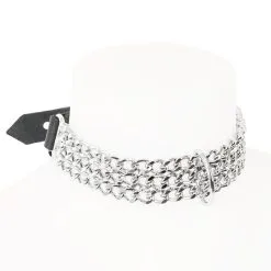 Collier Choker En Chaînes Et Cuir 9 Collier Choker En Chaînes Et Cuir -Lingerie Soldes Boutique choker bdsm chaine et cuir