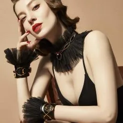 Choker Avec Laisse Leather Thorn - Zalo & Upko -Lingerie Soldes Boutique choker laisse zalo upko 2