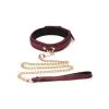 Choker En Velours Doublé Avec Laisse - Bordeaux Et Doré 1 Choker En Velours Doublé Avec Laisse - Bordeaux Et Doré -Lingerie Soldes Boutique choker molletonne bordeau dore 1