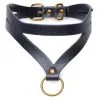 Choker En Simili Cuir Noir Et Doré - Baddie -Lingerie Soldes Boutique choker similicuir anneau dore baddie 1
