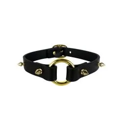 E.L.F. Zhou London Choker Stud En Cuir - Noir Et Or