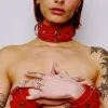 The Sinners Choker Large En Cuir Souple - Rouge -Lingerie Soldes Boutique collier confort rouge