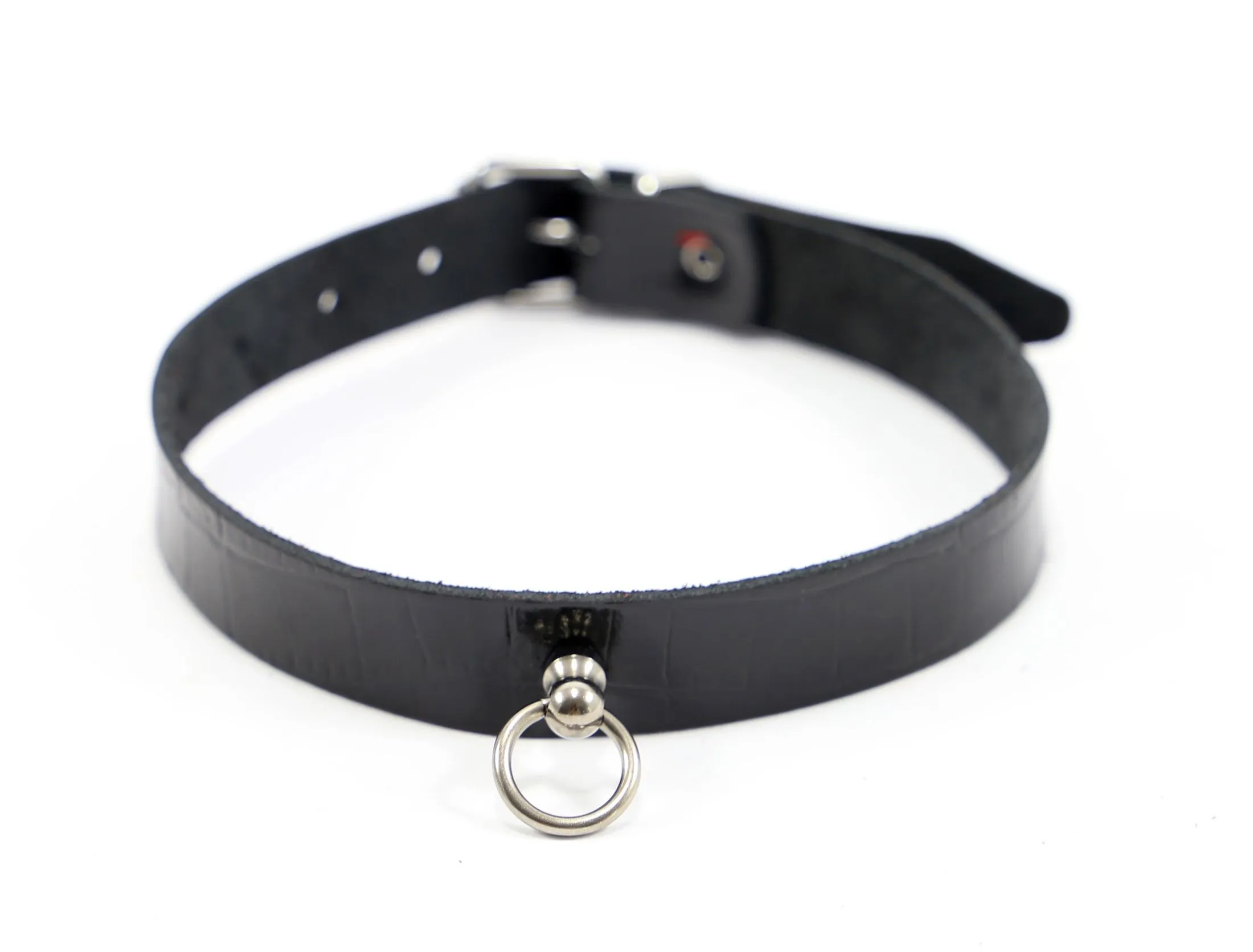 Dollhouse Choker Fin En Cuir Effet Croco - Noir 3 Dollhouse Choker Fin En Cuir Effet Croco - Noir