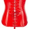 Corset Seins Nus En Vinyle - Rouge 1 Corset Seins Nus En Vinyle - Rouge -Lingerie Soldes Boutique corset seins nus vinyle rouge dos
