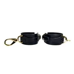 Menottes En Cuir Noir - Bridge Cuff Set
