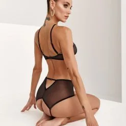 Bracli Culotte Haute En Dentelle De Calais Avec Perles - Kyoto -Lingerie Soldes Boutique culotte haute kyoto 1