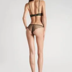 Maison Close Culotte En Soie Et Dentelle - Rendez-vous Kaki -Lingerie Soldes Boutique culotte rendez vous kaki 2