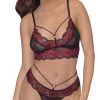 Ensemble De Lingerie En Résille Et Dentelle Rouge Et Noire -Lingerie Soldes Boutique ensemble lingeire rouge noir dentelle 1