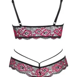 Ensemble De Lingerie En Résille Et Dentelle Rouge Et Noire -Lingerie Soldes Boutique ensemble lingeire rouge noir dentelle 4