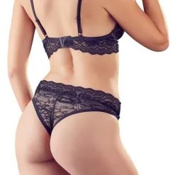 Ensemble De Lingerie En Dentelle Noire Et Strass -Lingerie Soldes Boutique ensemble sg culotte dentelle strass 3