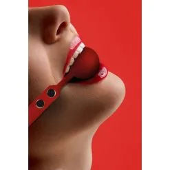 Gag-ball En Cuir Et Silicone - ø 4,2cm - Rouge