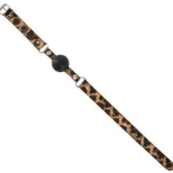 Gag-ball Léopard En Simili Cuir - ø 4cm -Lingerie Soldes Boutique gag ball leopard 4