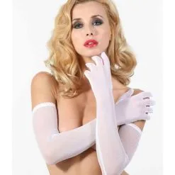 Gants Longs En Résille - Blancs