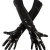 Gants Longs En Vinyle Et Tissu -Lingerie Soldes Boutique gants longs vinyle noir face