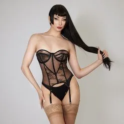 E.L.F. Zhou London Guêpière En Dentelle, Tulle Et Soie - Météorite