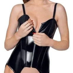 Guêpière En Vinyle Noir -Lingerie Soldes Boutique guepiere vinyle 2