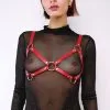 The Sinners Soutien-gorge Harnais En Cuir Rouge -Lingerie Soldes Boutique harnais sg rouge