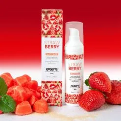 Exsens Huile De Massage Chauffante Et Comestible - Fraise -Lingerie Soldes Boutique huile chauffante fraise 1