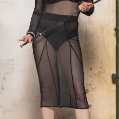 Patrice Catanzaro Jupe Crayon En Résille Ouvrable Sur Le Dos - Atmosphère -Lingerie Soldes Boutique jupe crayon resille atmosphere 1