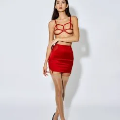 E.L.F. Zhou London Jupe Fesses Nues En Soie Rouge - Scarlet 11 E.L.F. Zhou London Jupe Fesses Nues En Soie Rouge - Scarlet -Lingerie Soldes Boutique jupe scarlet spanking girdle 6