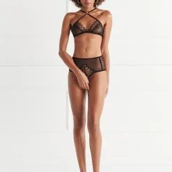 Bracli Culotte Haute En Dentelle De Calais Avec Perles - Kyoto -Lingerie Soldes Boutique kyoto high waist brief bra 1