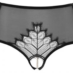 Bracli Culotte Haute En Dentelle De Calais Avec Perles - Kyoto -Lingerie Soldes Boutique kyoto high waist brief front