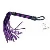 Martinet Court - Violet Et Noir -Lingerie Soldes Boutique martinet bdsm court lanieres daim violet noir