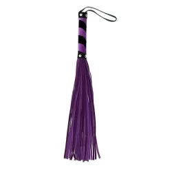 Martinet Long En Daim 36 Lanières - Violet Et Noir -Lingerie Soldes Boutique martinet daim violet noir long face