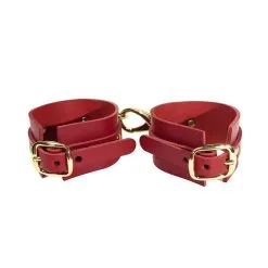 E.L.F. Zhou London Menottes En Cuir Rouge - Bridge Cuff Set -Lingerie Soldes Boutique menottes bridge cuffs sets rouge 3