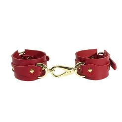 E.L.F. Zhou London Menottes En Cuir Rouge - Bridge Cuff Set -Lingerie Soldes Boutique menottes bridge cuffs sets rouge 4