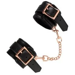 Menottes En Cuir Doublées Fourrure - Noir Et Or Rose 10 Menottes En Cuir Doublées Fourrure - Noir Et Or Rose -Lingerie Soldes Boutique menottes cuir rosegold 3