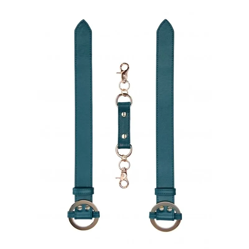 Menottes Avec Attaches En Simili Cuir - Vert Et Doré 3 Menottes Avec Attaches En Simili Cuir - Vert Et Doré