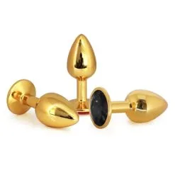 Plug Anal En Aluminium Doré Avec Cristal Noir - Taille M 5 Plug Anal En Aluminium Doré Avec Cristal Noir - Taille M -Lingerie Soldes Boutique my gold secret plug medium 1