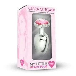 Plug Anal En Aluminium Avec Cristal En Forme De Coeur Rose - Taille M