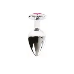 Plug Anal En Aluminium Avec Cristal En Forme De Coeur Rose - Taille S -Lingerie Soldes Boutique my little heart plug small