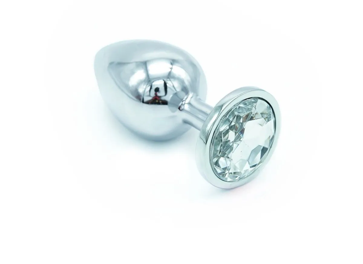 Plug Anal En Aluminium Avec Cristal Blanc - Taille M 3 Plug Anal En Aluminium Avec Cristal Blanc - Taille M