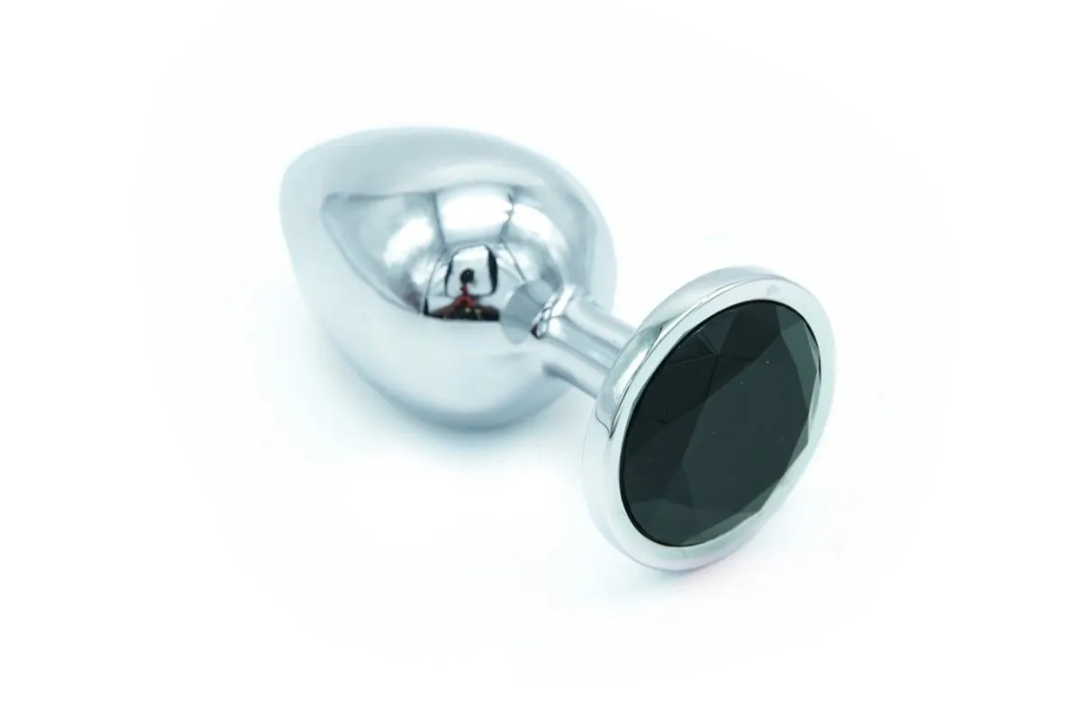 Plug Anal En Aluminium Avec Cristal Noir - Taille L 3 Plug Anal En Aluminium Avec Cristal Noir - Taille L
