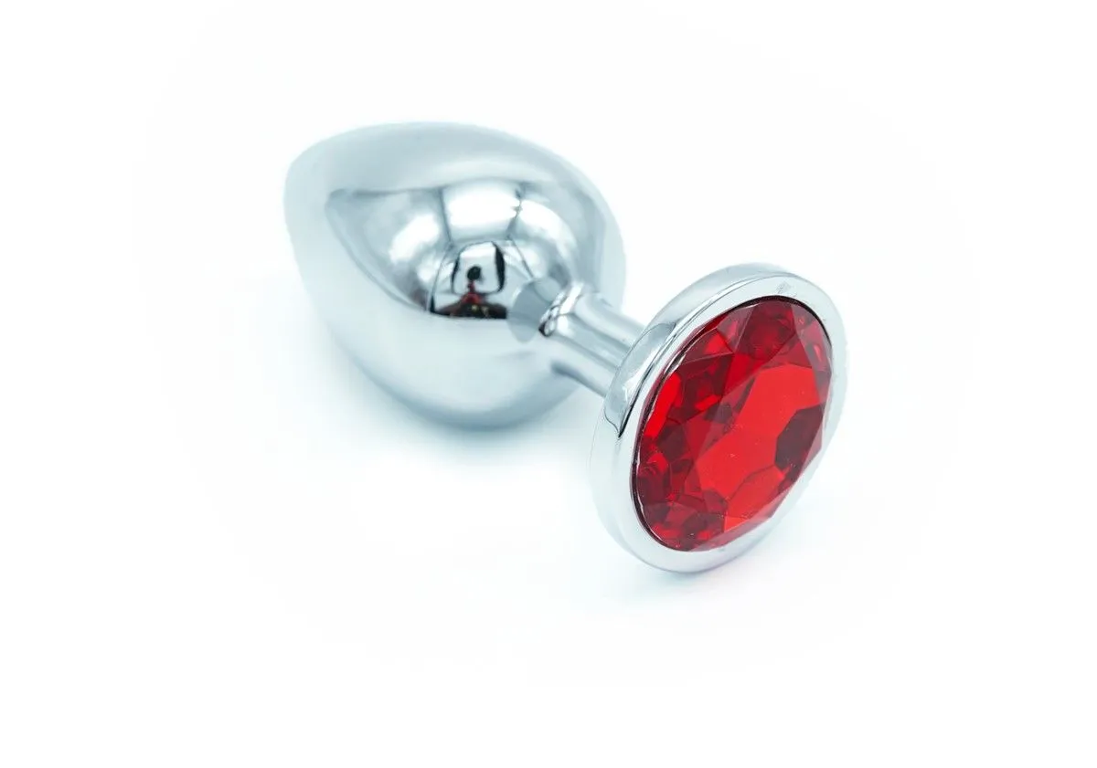 Plug Anal En Aluminium Avec Cristal Rouge - Taille M 3 Plug Anal En Aluminium Avec Cristal Rouge - Taille M
