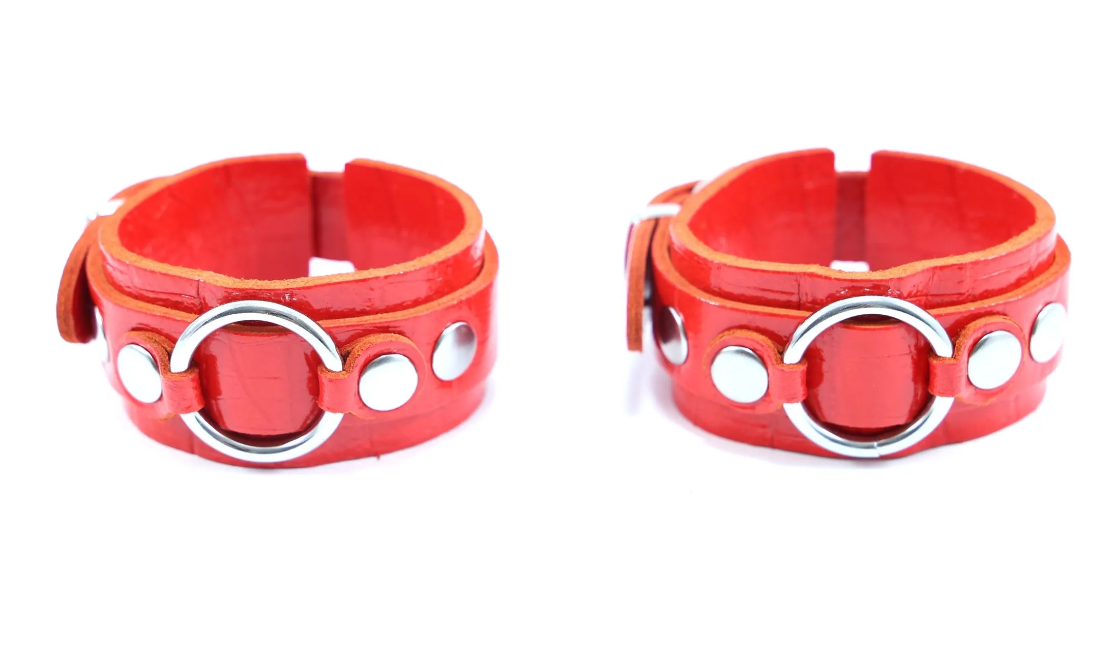 Dollhouse Menottes En Cuir Effet Croco - Rouge 2 Dollhouse Menottes En Cuir Effet Croco - Rouge