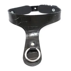 Dollhouse Collier Histoire D'O En Cuir Effet Croco - Noir